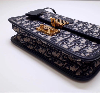 Bolso con solapa Dior Dioraddict de lona oblicua azul