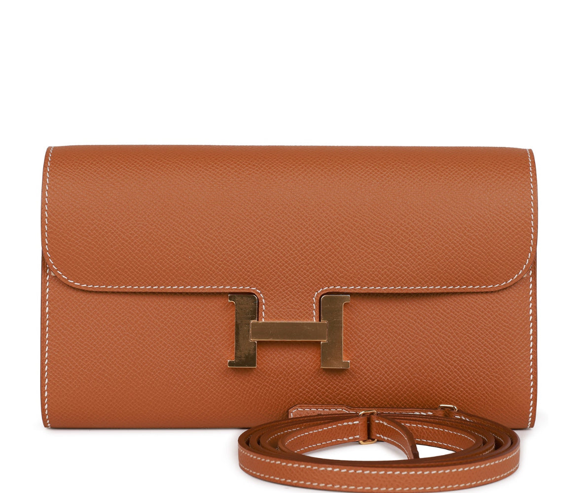 Cartera Hermès Constance To Go Gold con herrajes dorados Epsom