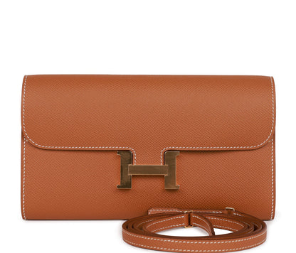 Cartera Hermès Constance To Go Gold con herrajes dorados Epsom
