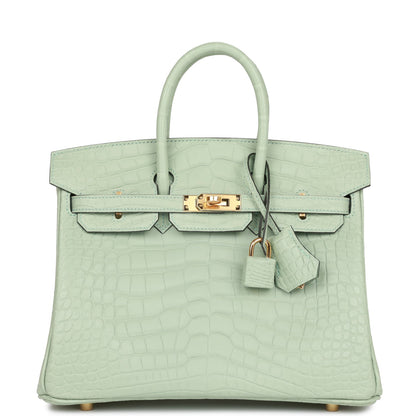 Hermès Birkin 25 Vert D'Eau Matte Alligator Gold Hardware