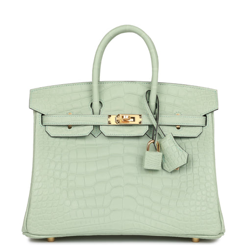 Hermès Birkin 25 Vert D'Eau Matte Alligator Gold Hardware