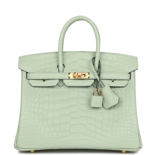 Hermès Birkin 25 Vert D'Eau Matte Alligator Gold Hardware