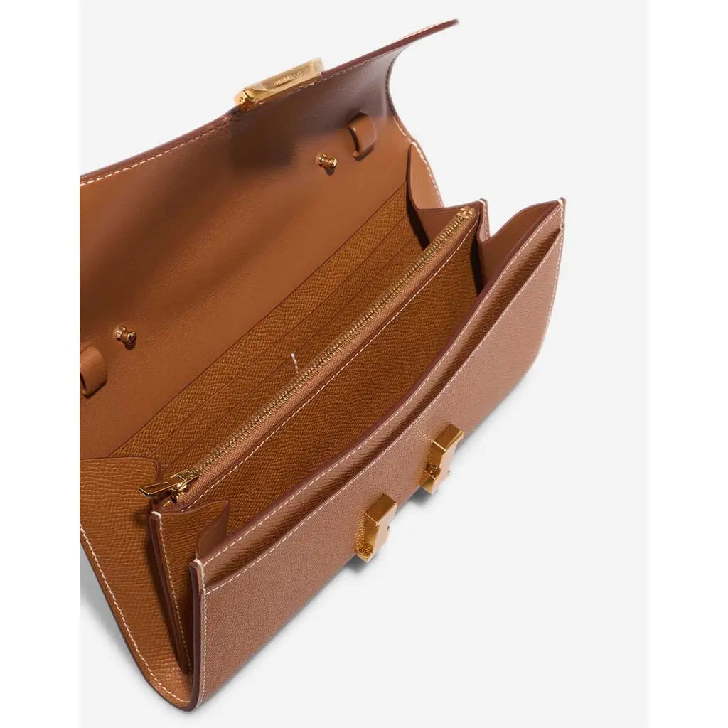 Cartera Hermès Constance To Go Gold con herrajes dorados Epsom